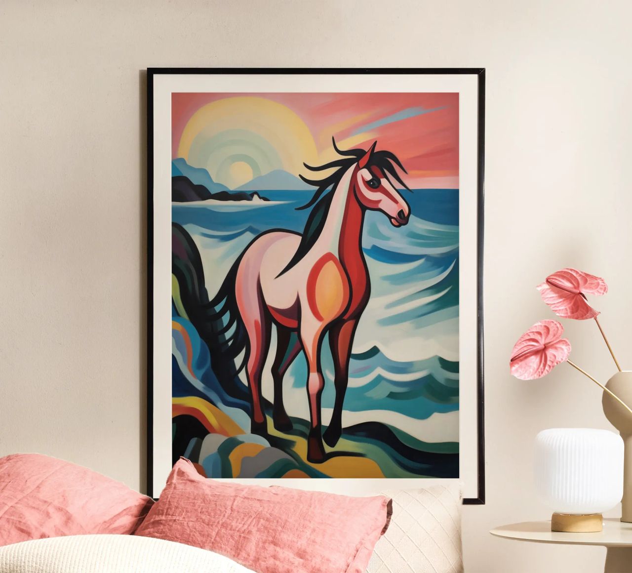 Sunset with horse poster by Carinaprint