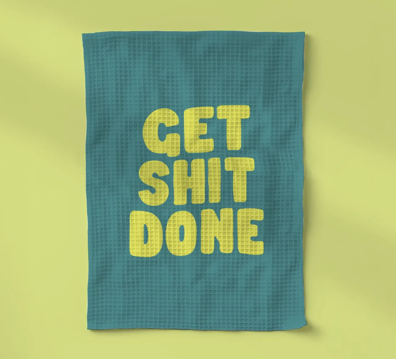 Get Shit Done Typografie Design en jaune et vert torchon de THE MOTIVATED TYPE