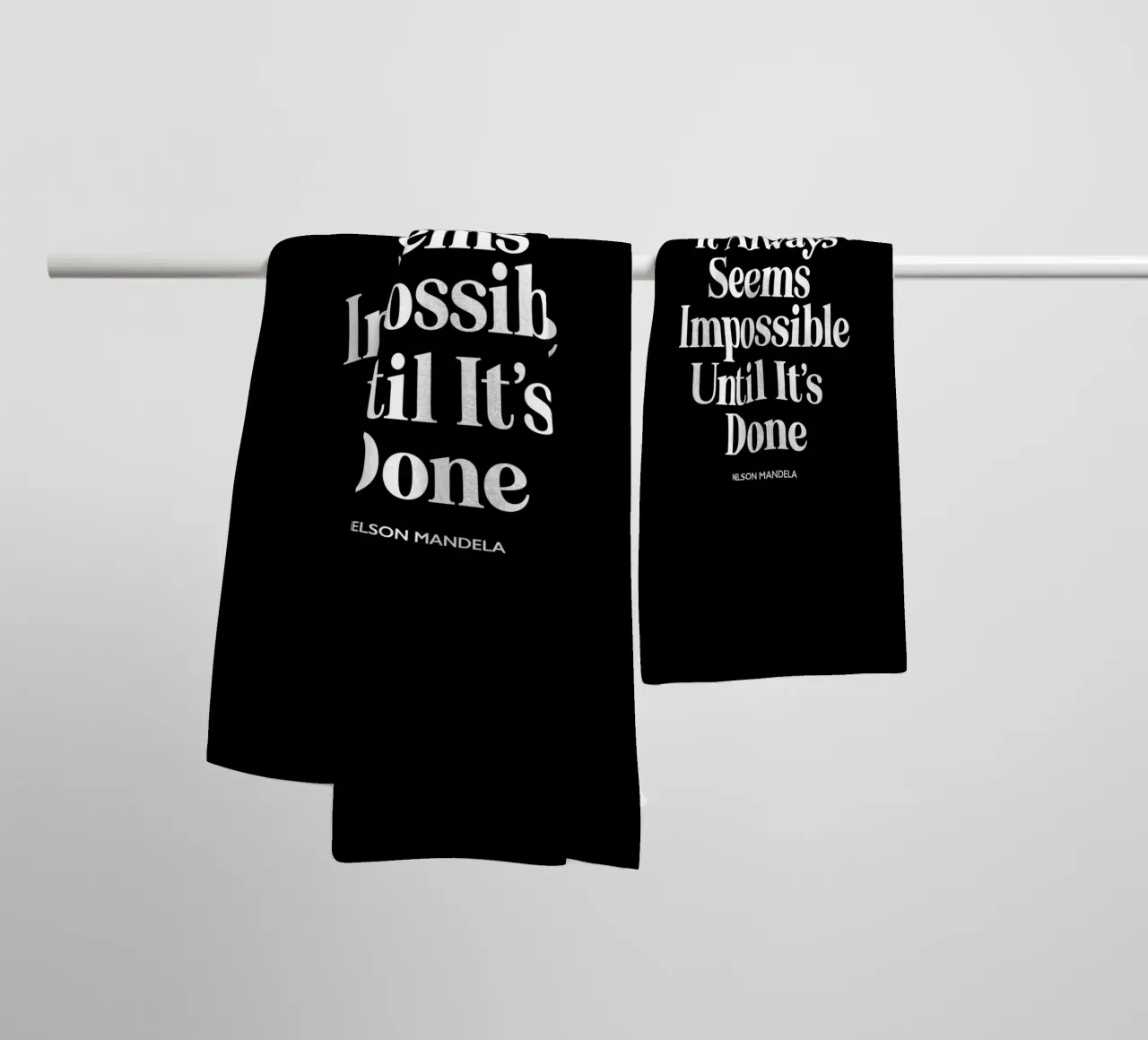 It Always Seems Impossible Until It's Done Typografie Design towel by THE MOTIVATED TYPE