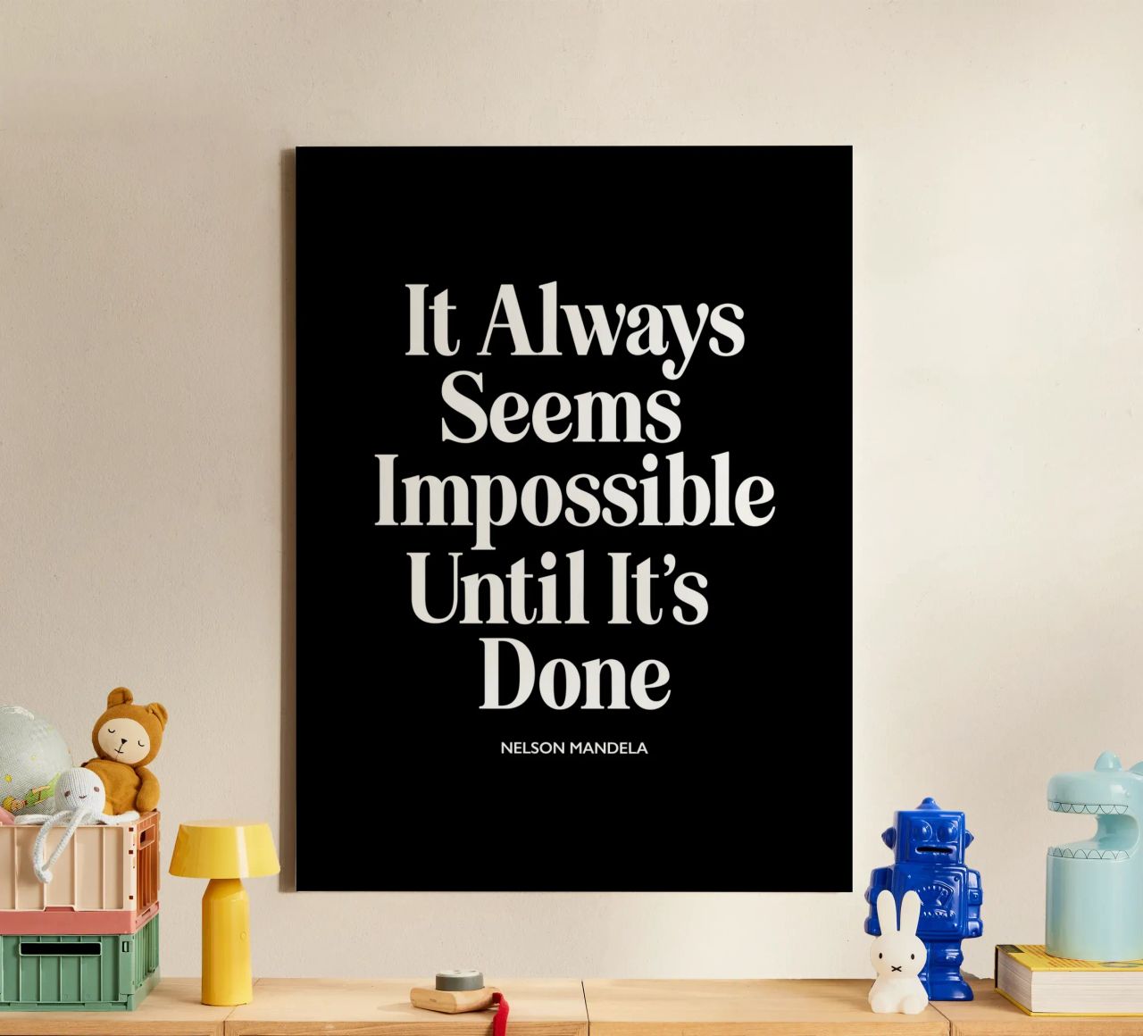 It Always Seems Impossible Until It's Done Typografie Design canvas by THE MOTIVATED TYPE