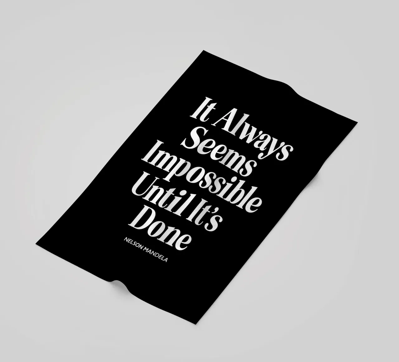It Always Seems Impossible Until It's Done Typografie Design beach towel by THE MOTIVATED TYPE