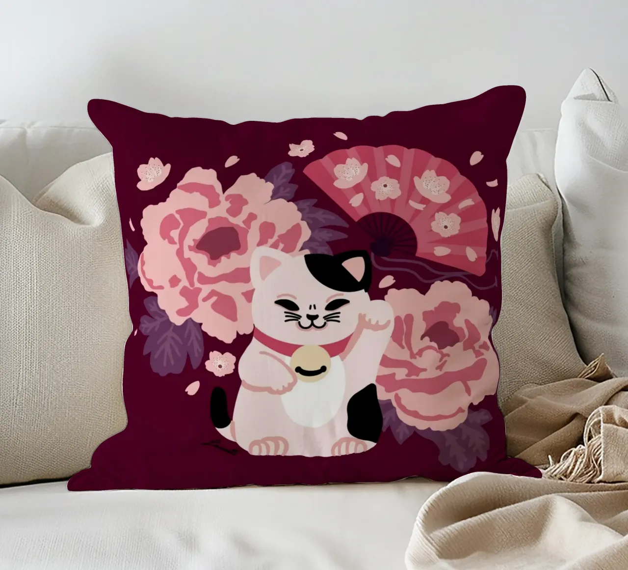 Maneki Neko cuscino da Lauretti Print