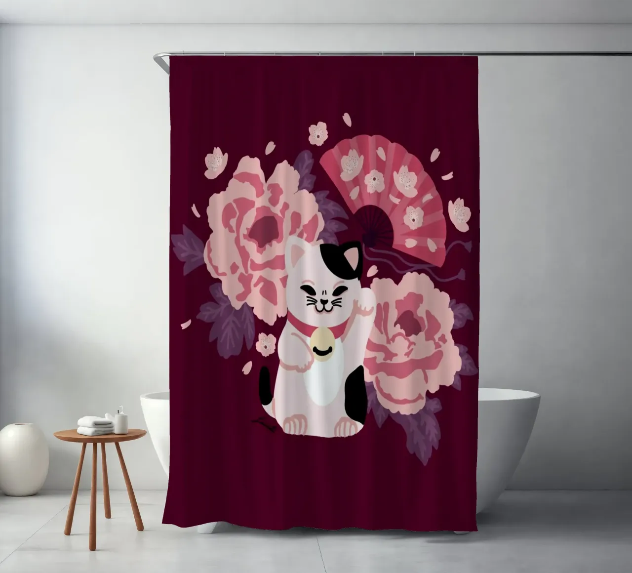 Maneki Neko tenda da doccia da Lauretti Print