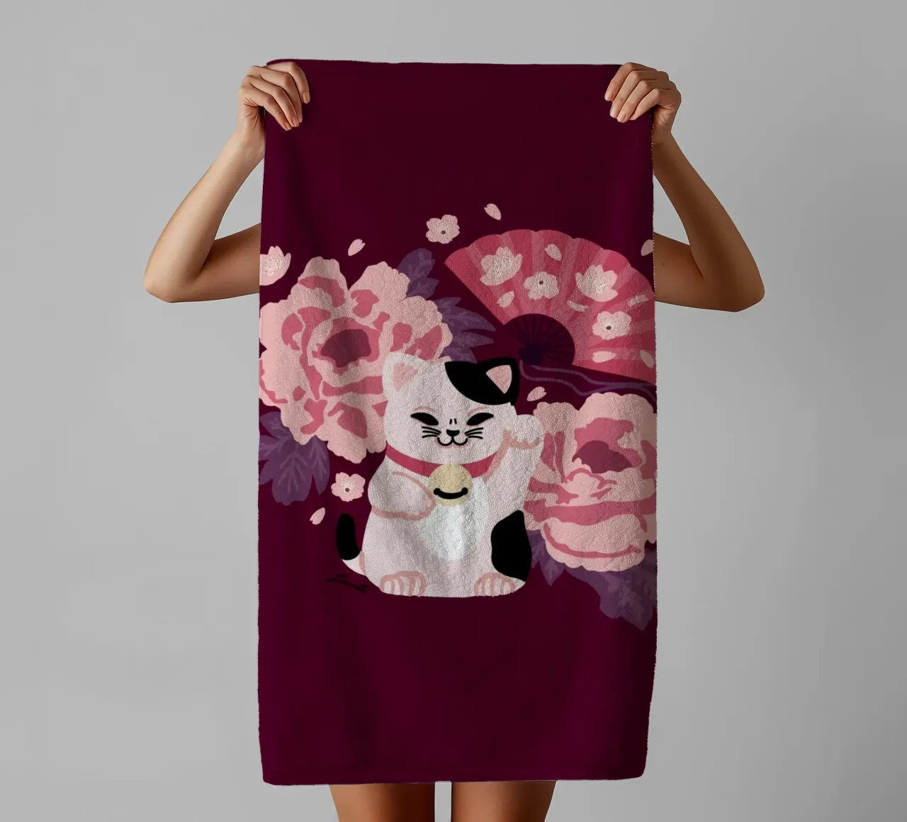 Maneki Neko asciugamano da bagno da Lauretti Print