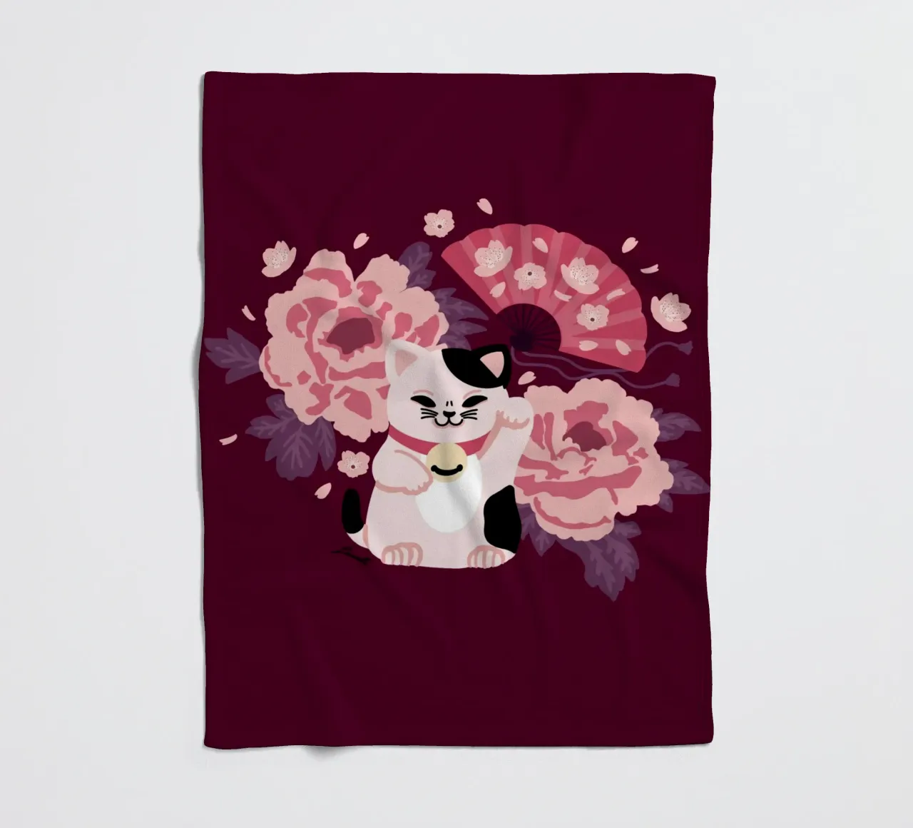 Maneki Neko coperta in pile da Lauretti Print