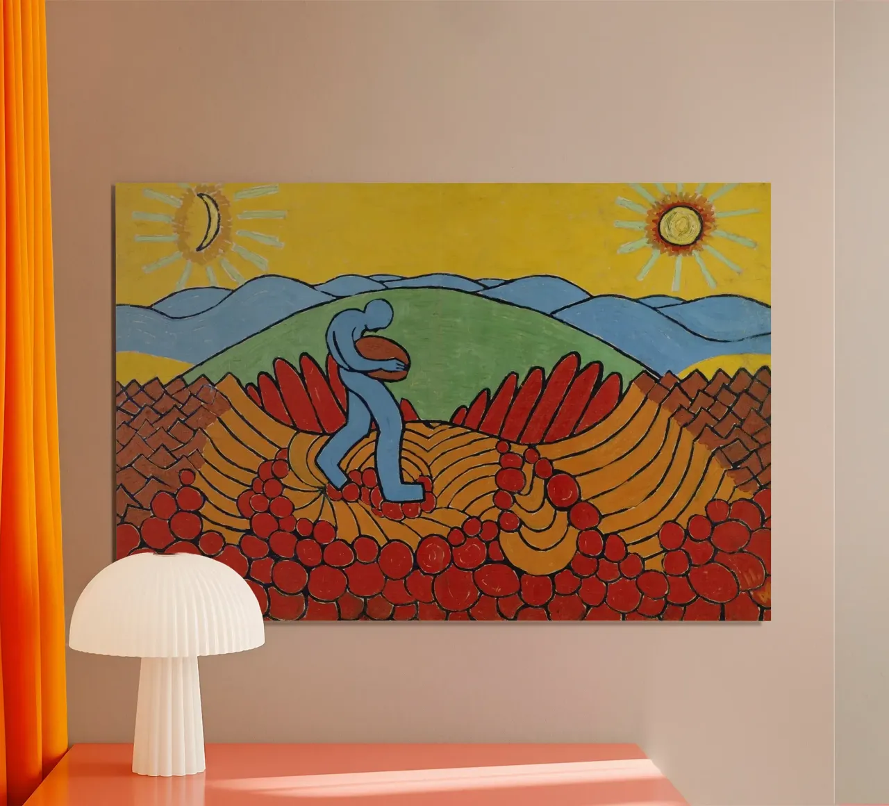 Wilhelm Morgner - Contadino seminatore blu poster con telaio in plastica da ARTOTHEK