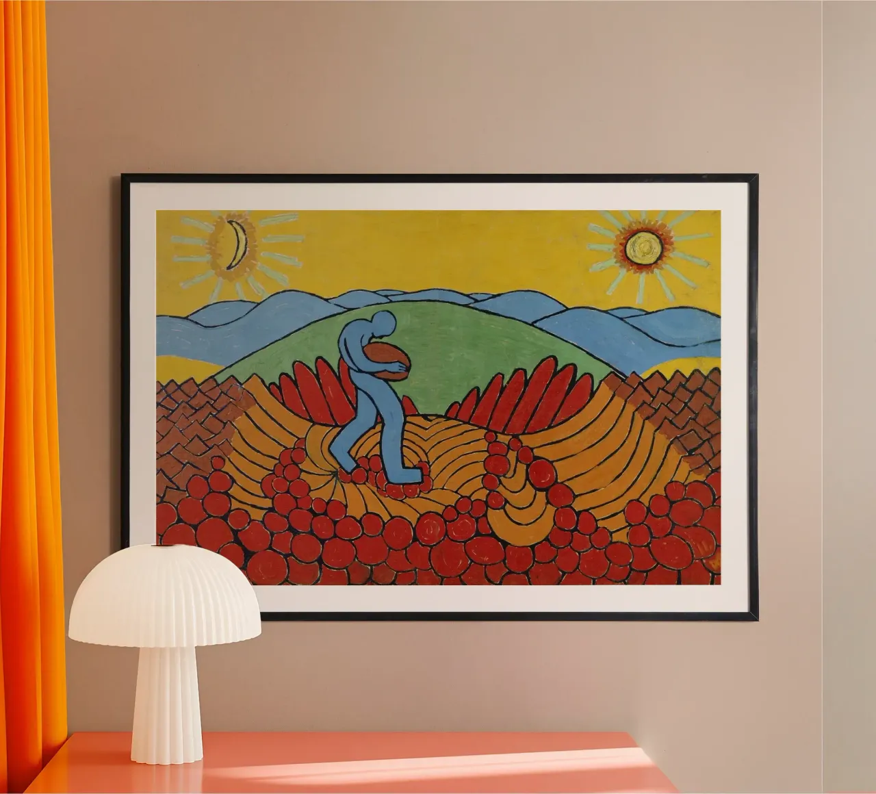 Wilhelm Morgner - Contadino seminatore blu poster con telaio in plastica da ARTOTHEK