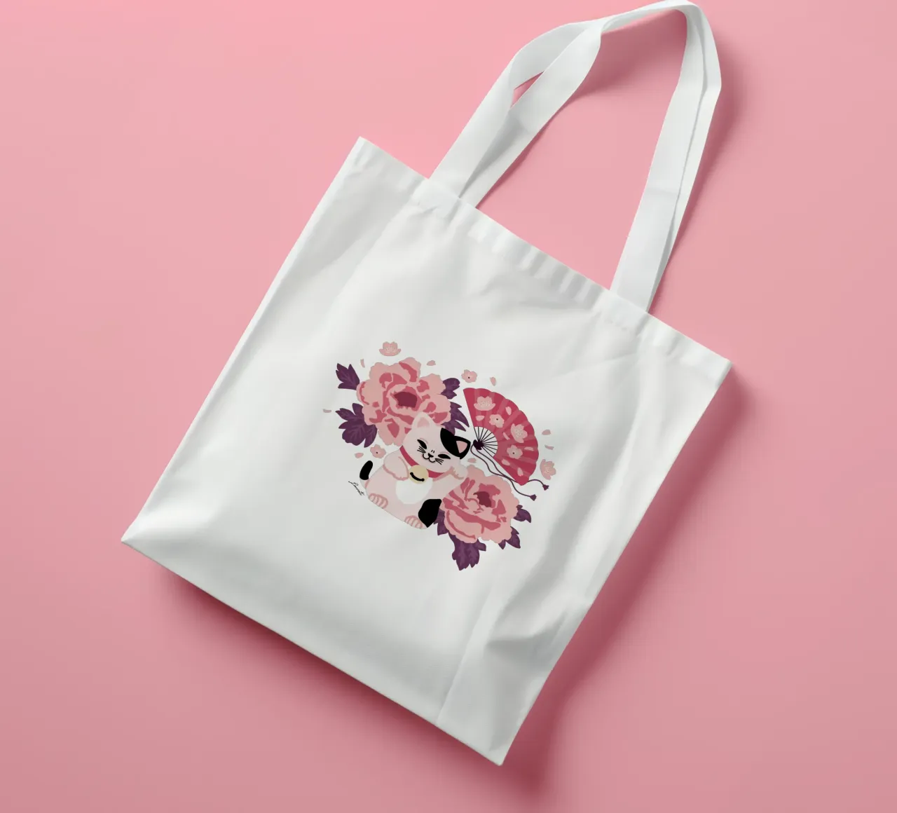 Maneki Neko 2 borsa in juta da Lauretti Print