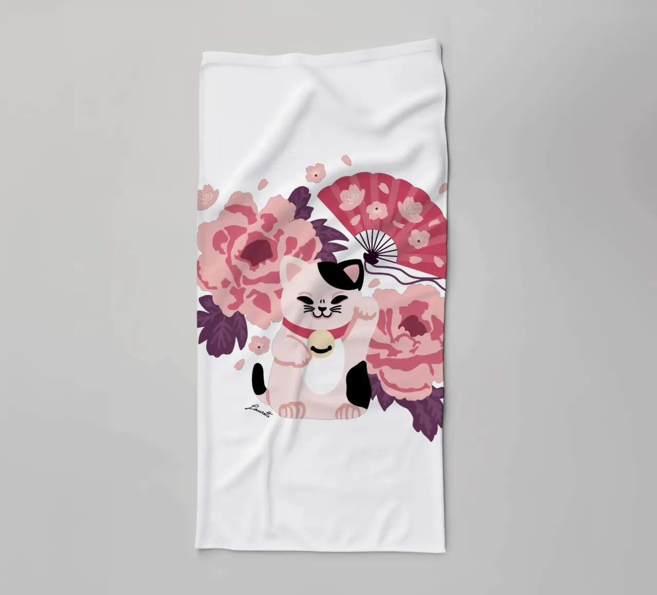 Maneki Neko 2 asciugamano da bagno da Lauretti Print