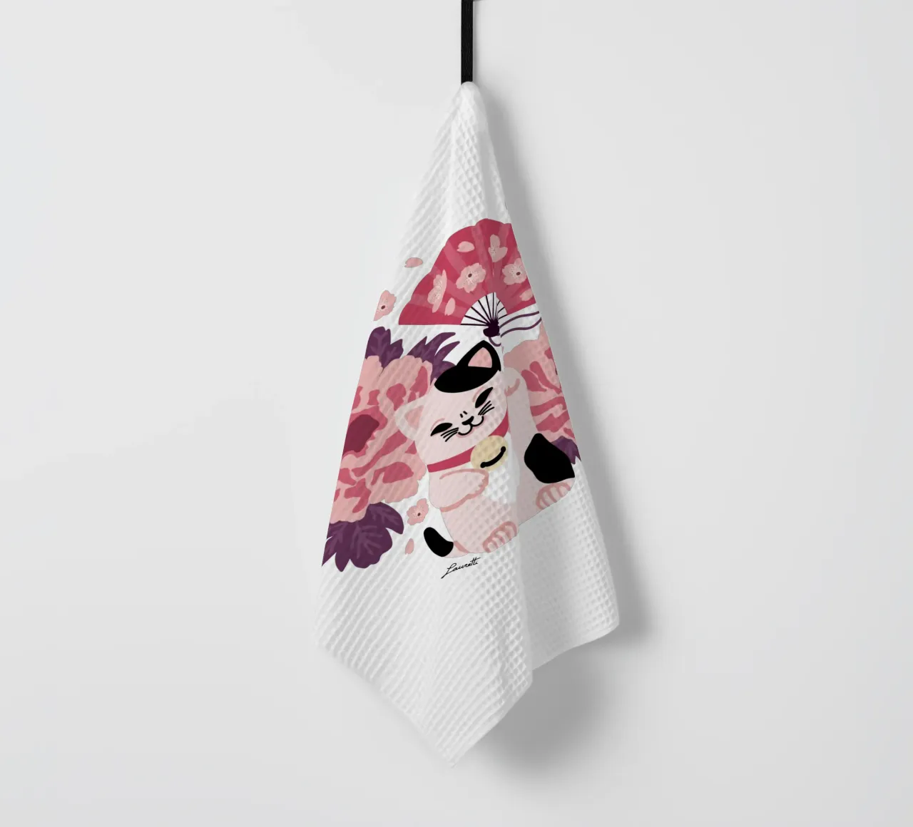 Maneki Neko 2 canovaccio da cucina da Lauretti Print