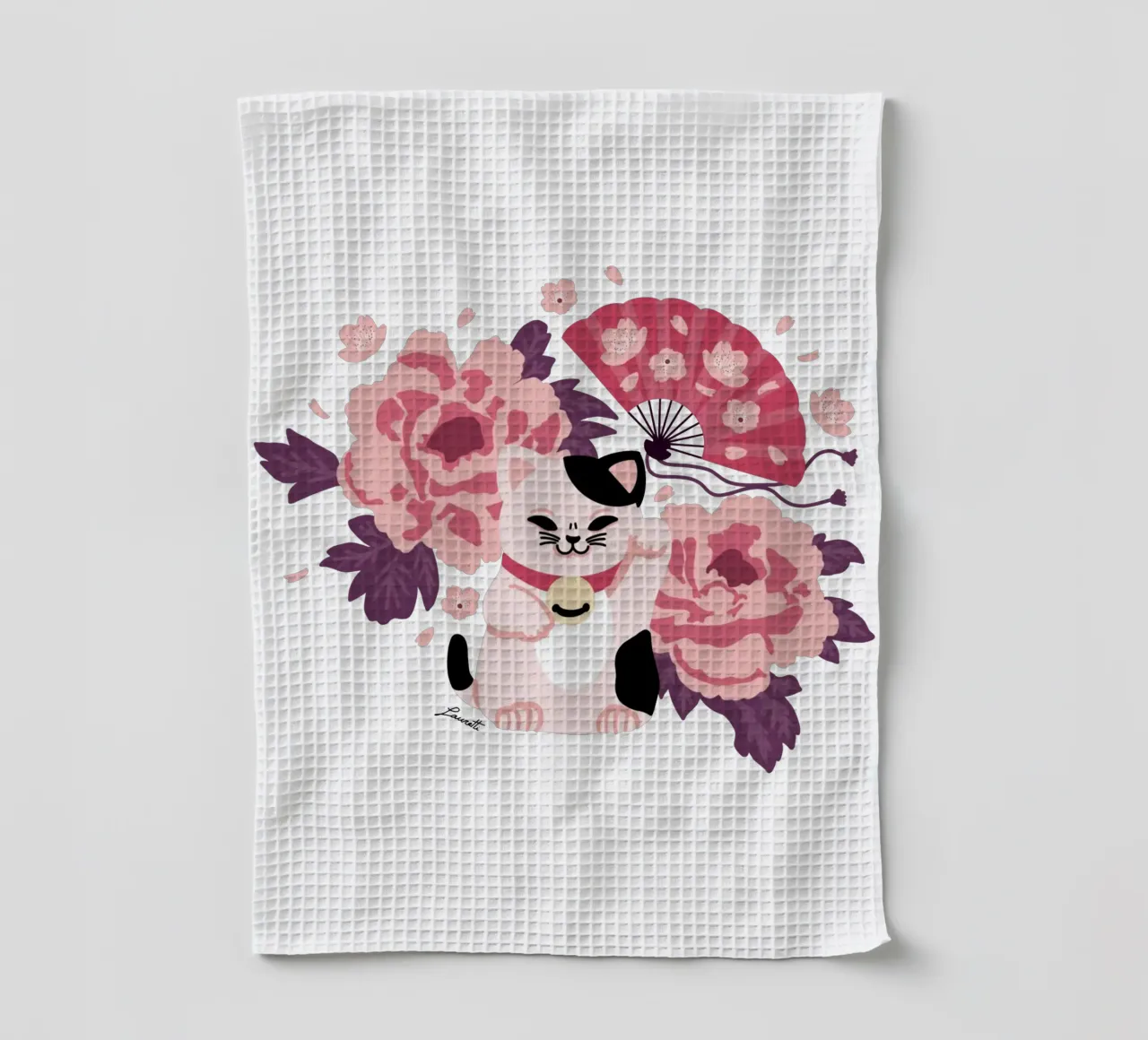 Maneki Neko 2 canovaccio da cucina da Lauretti Print