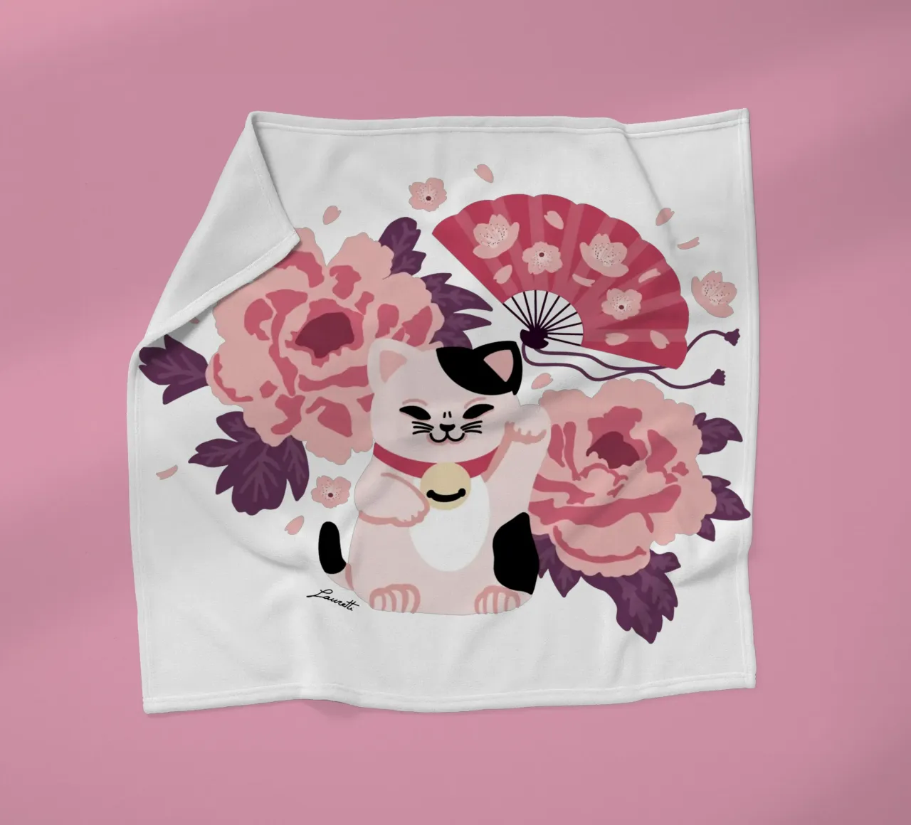 Maneki Neko 2 coperta in pile da Lauretti Print