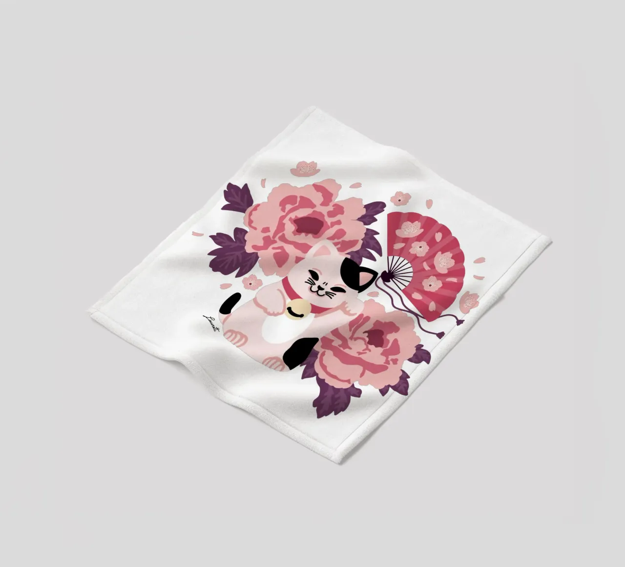 Maneki Neko 2 coperta in pile da Lauretti Print