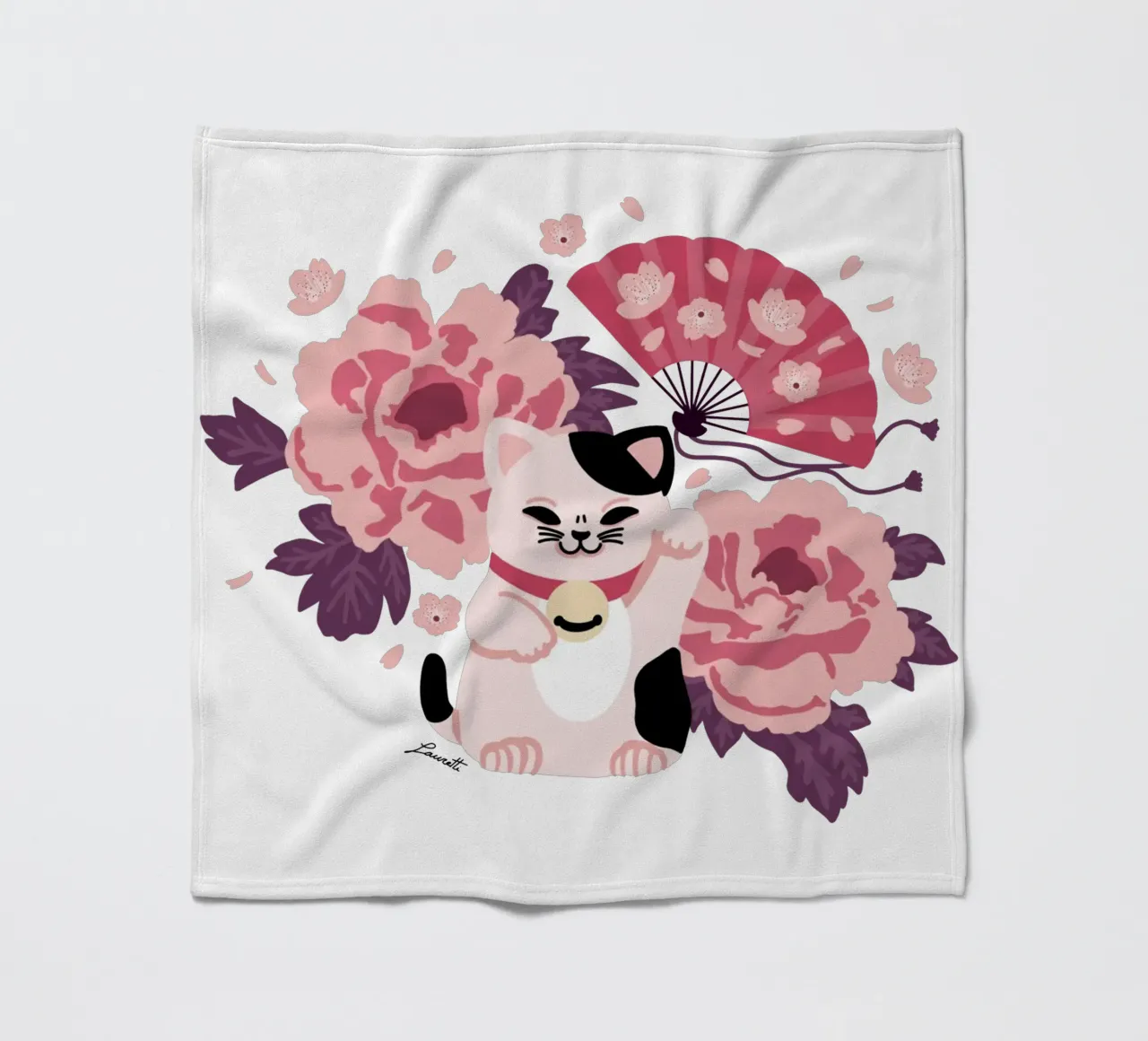 Maneki Neko 2 coperta in pile da Lauretti Print