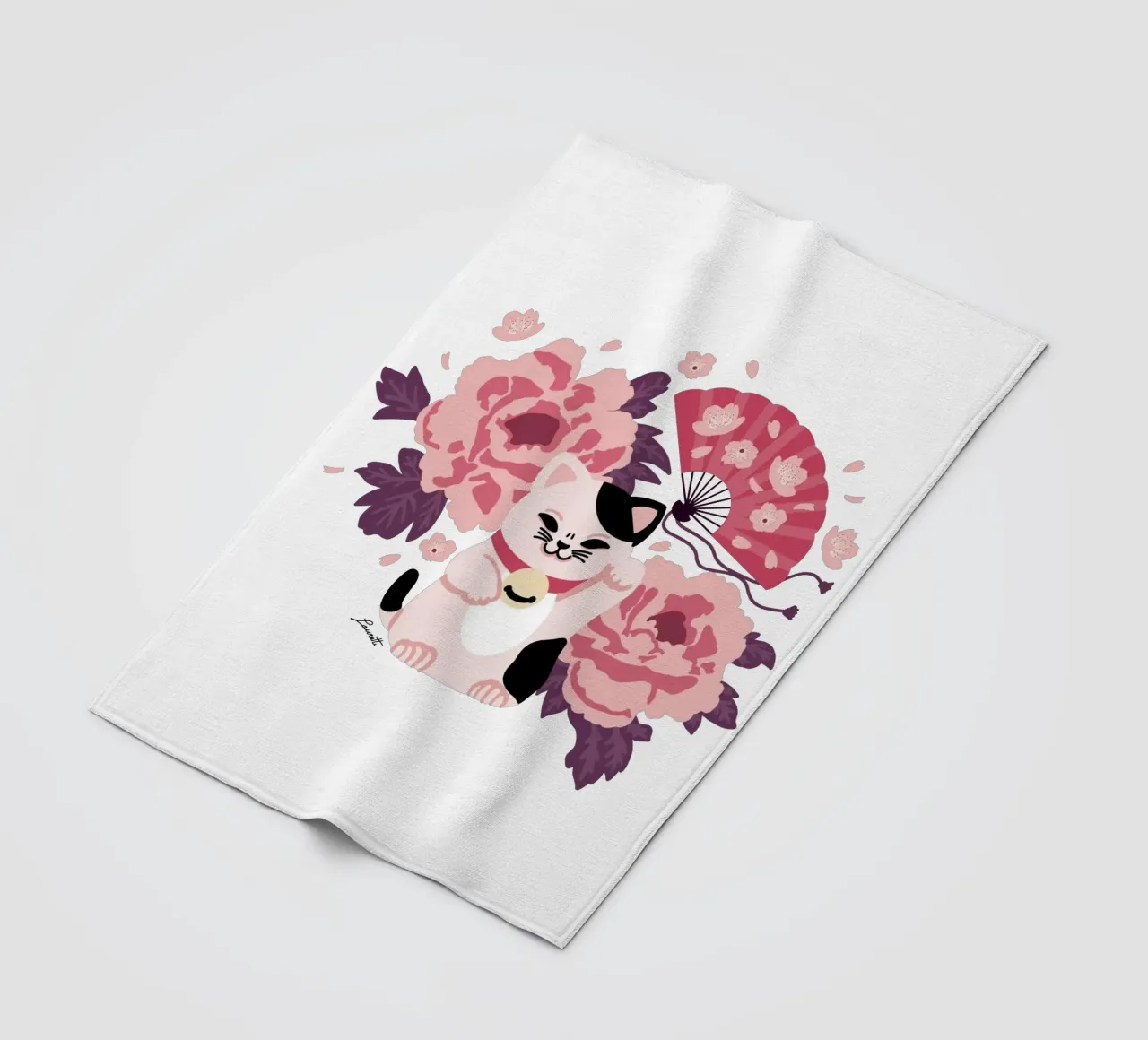 Maneki Neko 2 coperta in pile da Lauretti Print