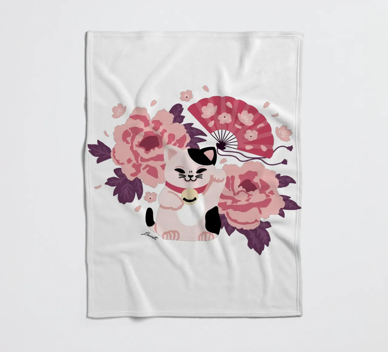Maneki Neko 2 coperta in pile da Lauretti Print
