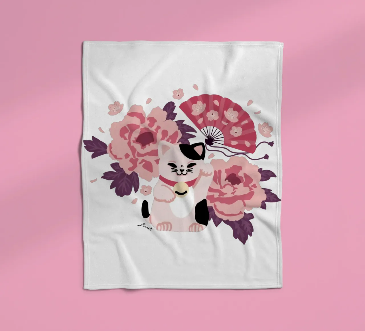 Maneki Neko 2 coperta in pile da Lauretti Print