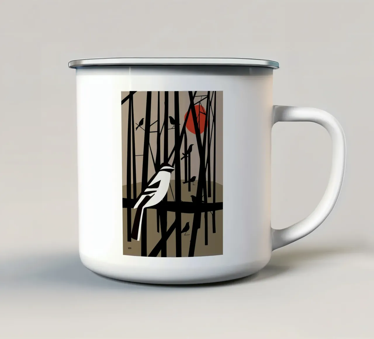 Gazza in bianco e nero tazza in smalto da Spunk