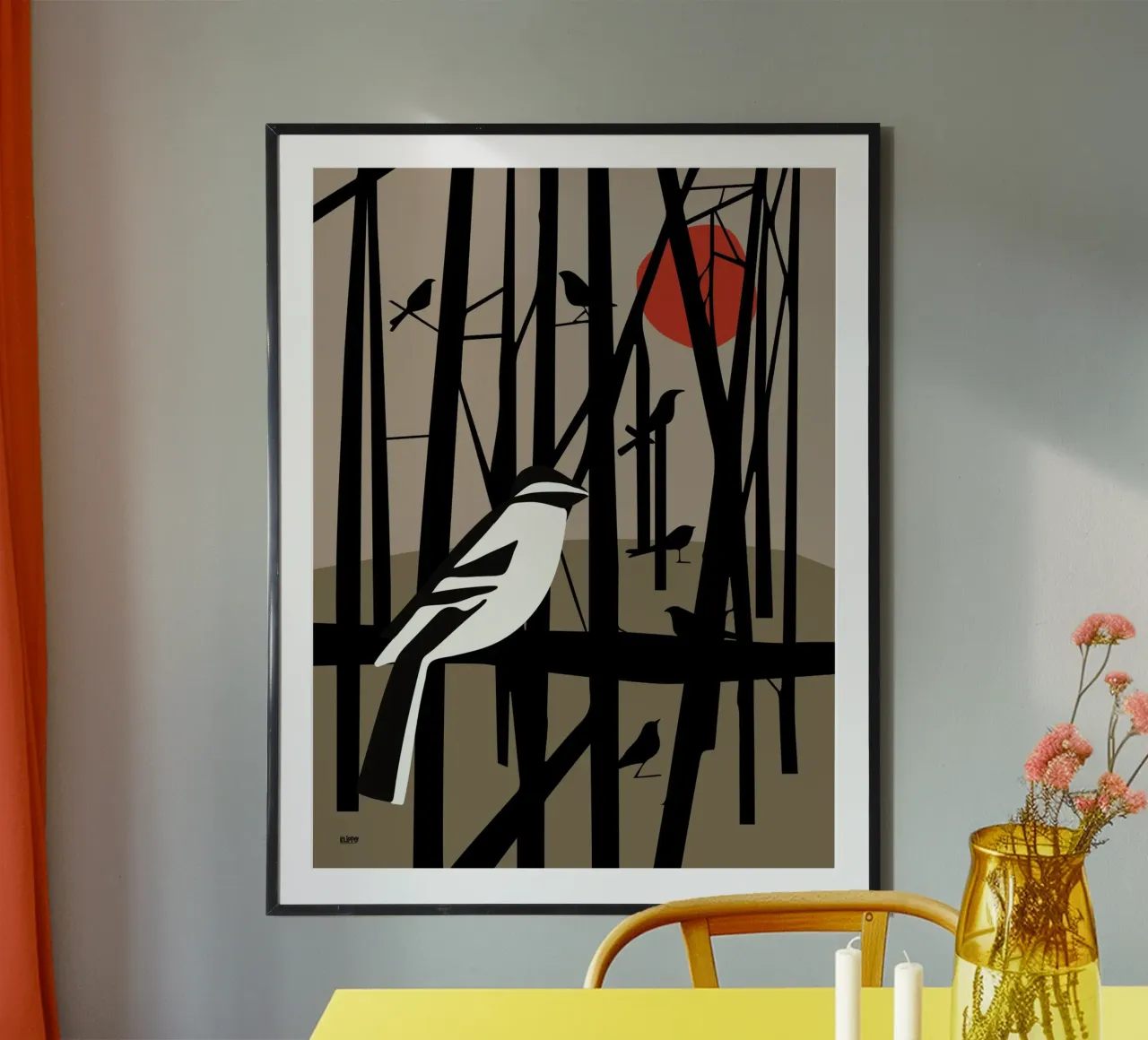 Gazza in bianco e nero poster con telaio in alluminio da Spunk