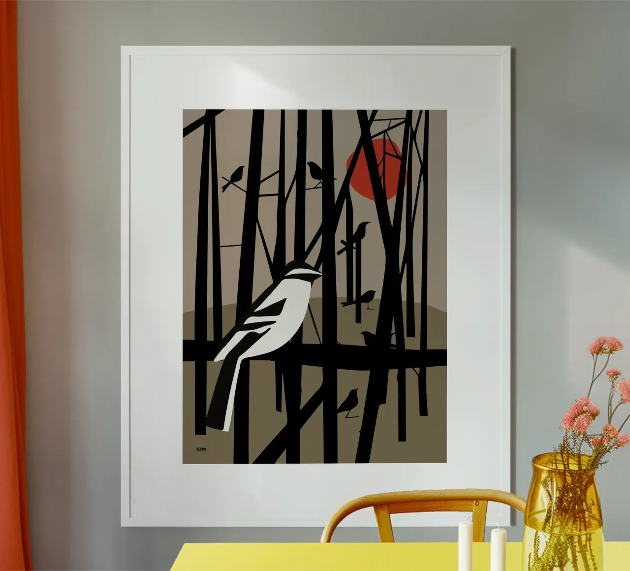 Gazza in bianco e nero poster con telaio in alluminio da Spunk
