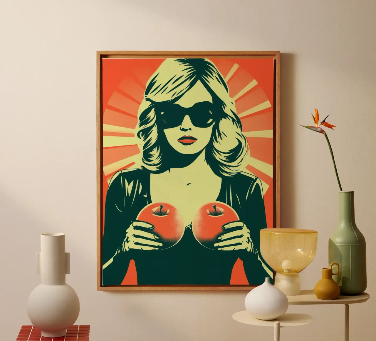 Twee appels per dag (houdt de dokter weg) canvas met Baklijst van Autofocus