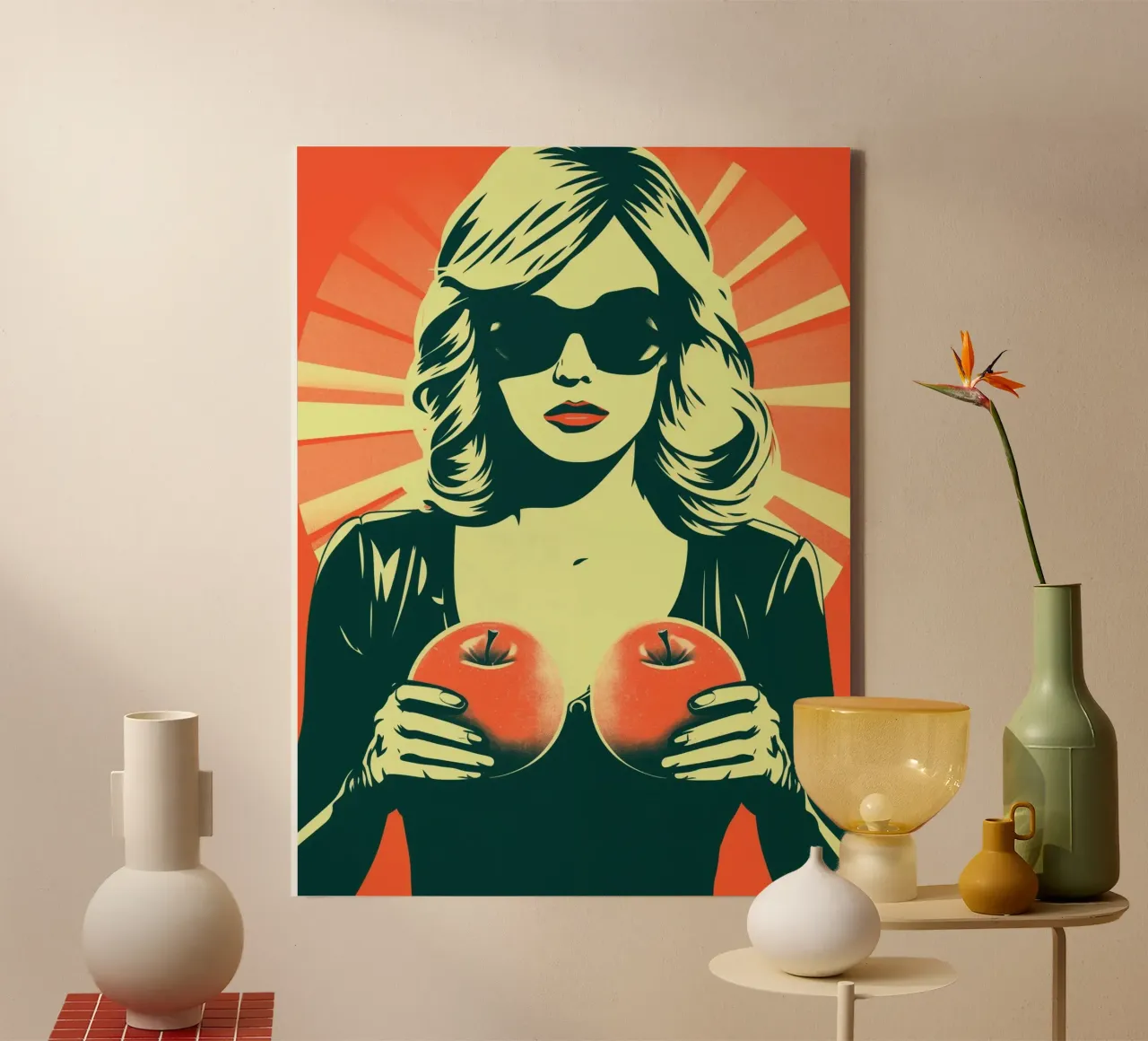 Twee appels per dag (houdt de dokter weg) canvas met Baklijst van Autofocus
