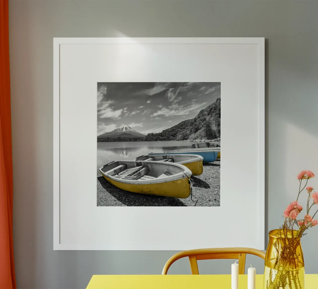 Il pittoresco lago Shoji con il Fuji | colourkey poster da Melanie Viola