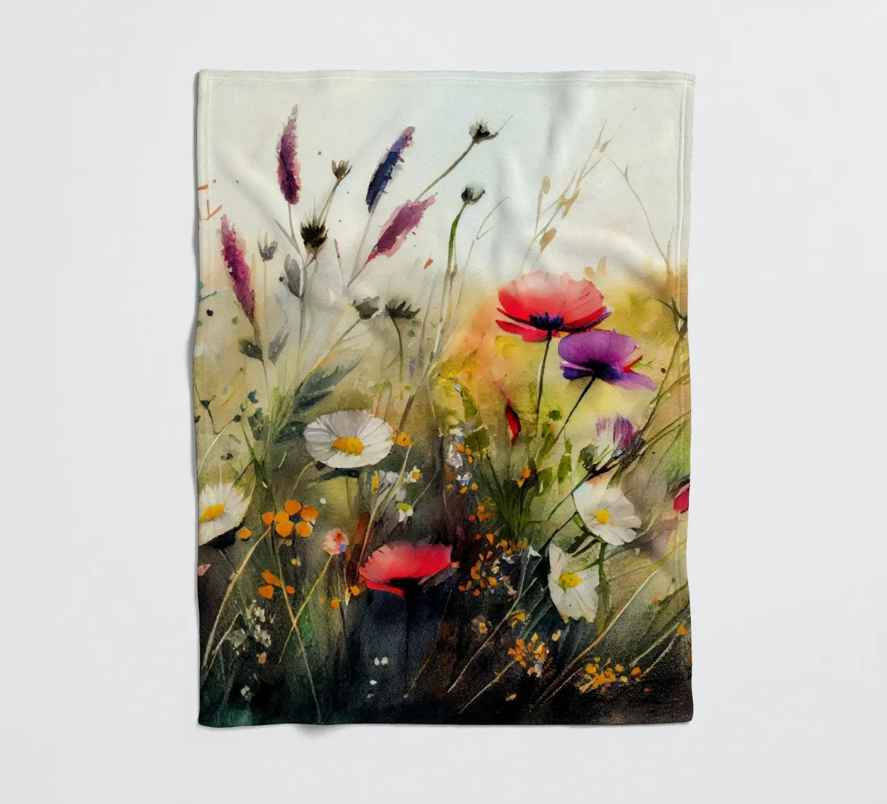 Idyllic meadow nature art fleece blanket by Justyna Jaszke JBJart