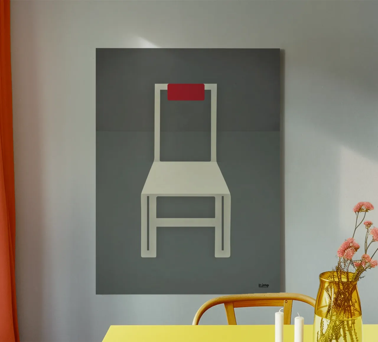 Minimal - Sedia bianca tela con Cornice a cassetta da Spunk