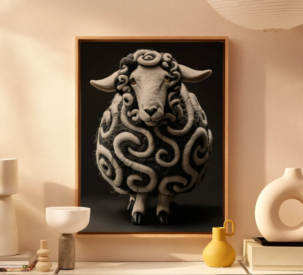 Grappig wollen schaap | Surrealisme met een knipoog canvas met Baklijst van Autofocus