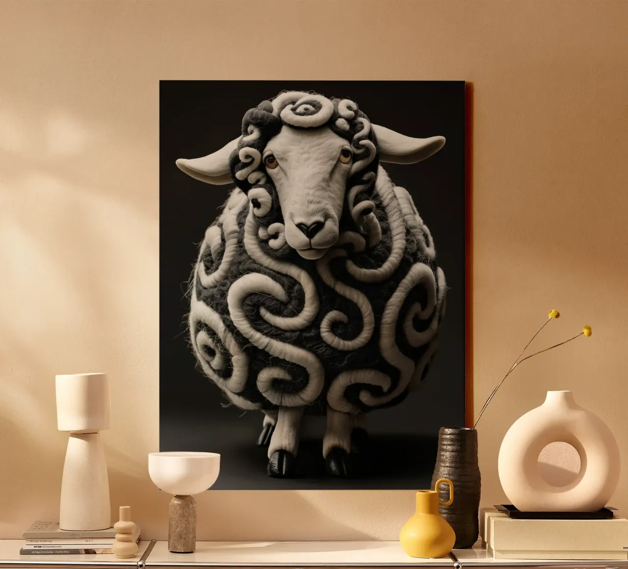 Grappig wollen schaap | Surrealisme met een knipoog canvas met Baklijst van Autofocus