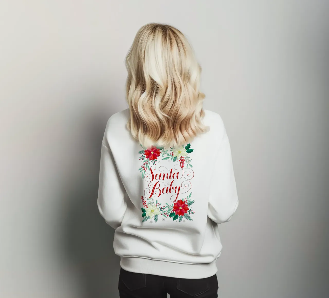 Le bébé du Père Noël. Étoiles de Noël, branches de sapin, cannes à sucre sweat de CalliLetters