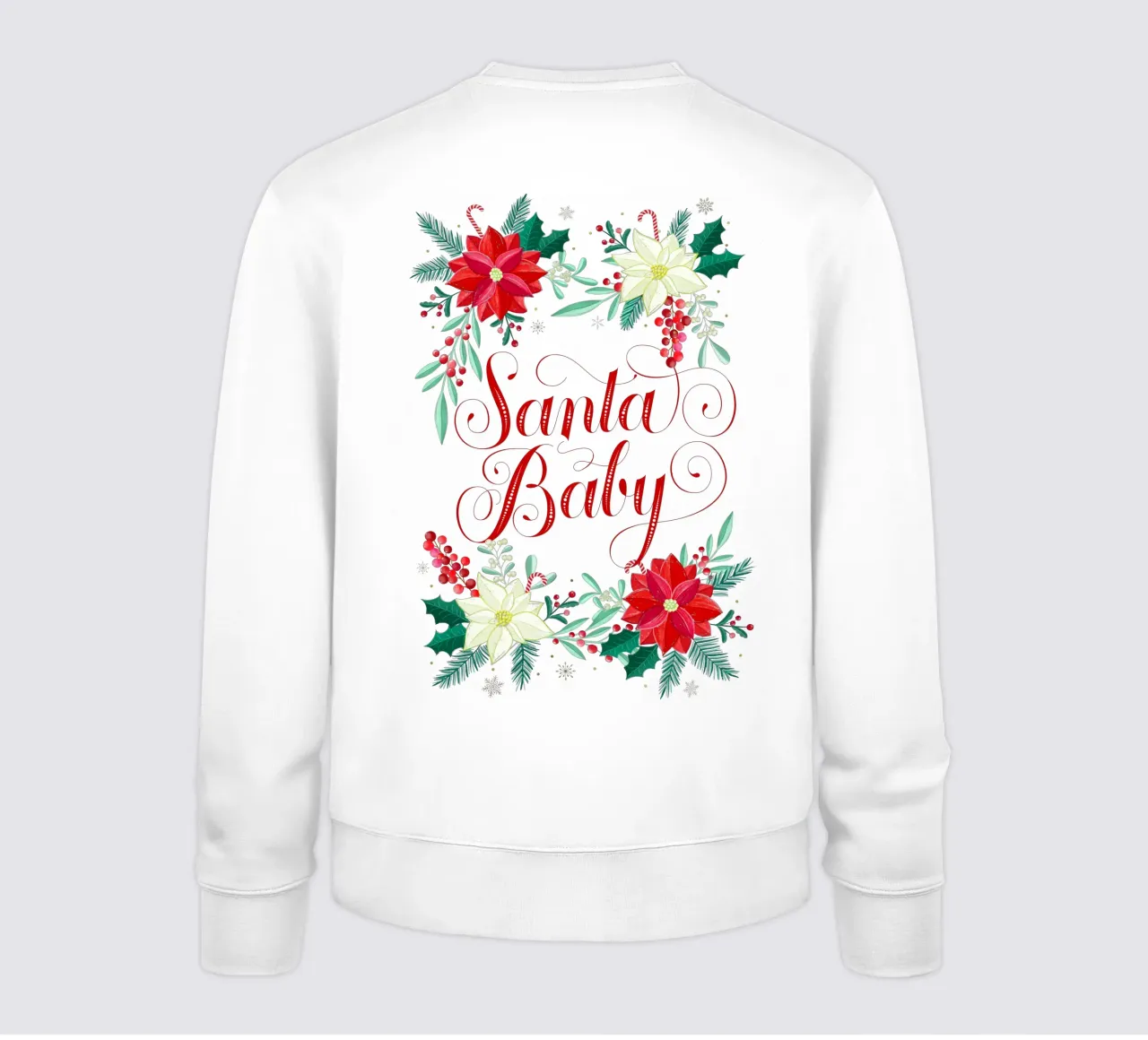 Le bébé du Père Noël. Étoiles de Noël, branches de sapin, cannes à sucre sweat de CalliLetters