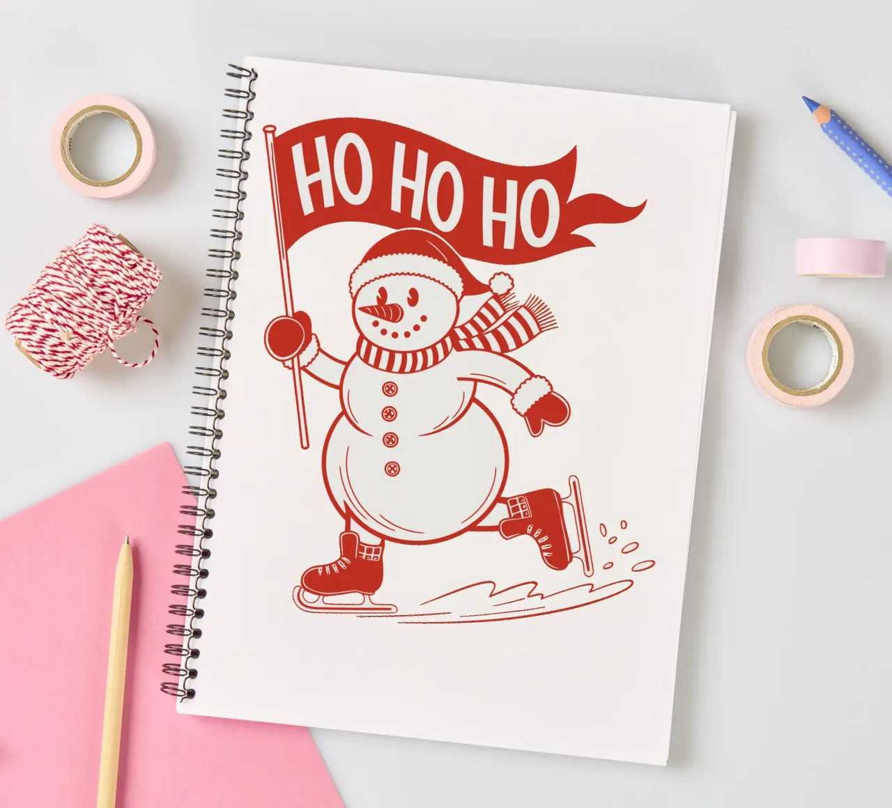 snowman ice skating spiral notebook by edsonramosart