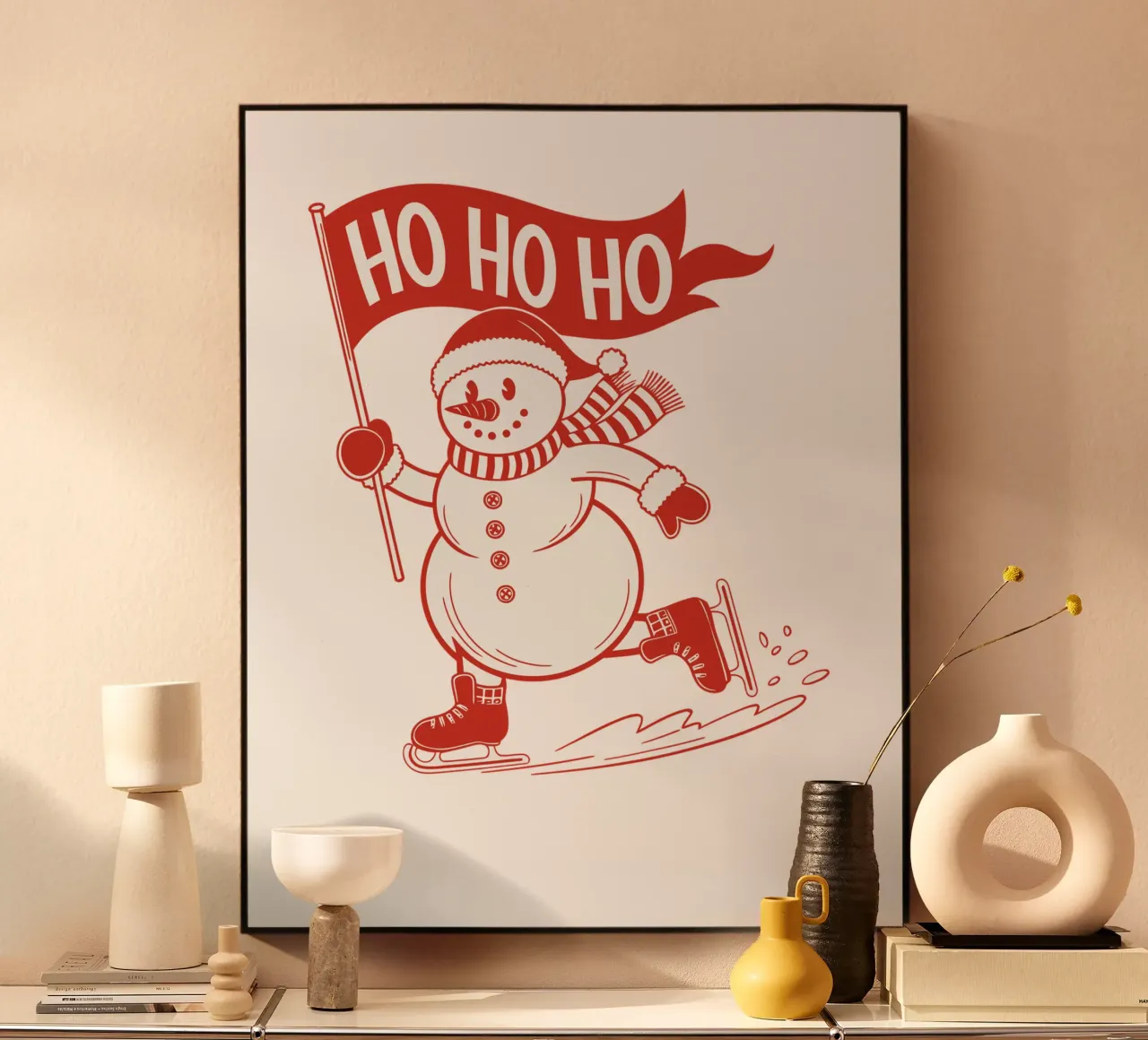 snowman ice skating alluminio dibond da edsonramosart