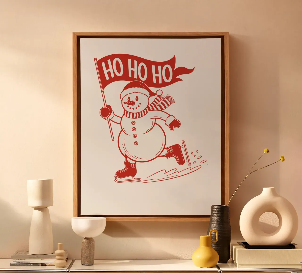 snowman ice skating tela con Cornice a cassetta da edsonramosart