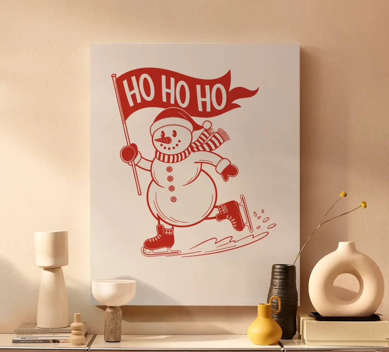 snowman ice skating tela con Cornice a cassetta da edsonramosart
