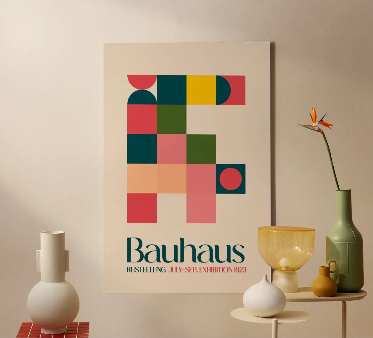 Emel Tunaboylu - Bauhaus-tentoonstelling 1923 Geometrico canvas met Baklijst van The Artcircle