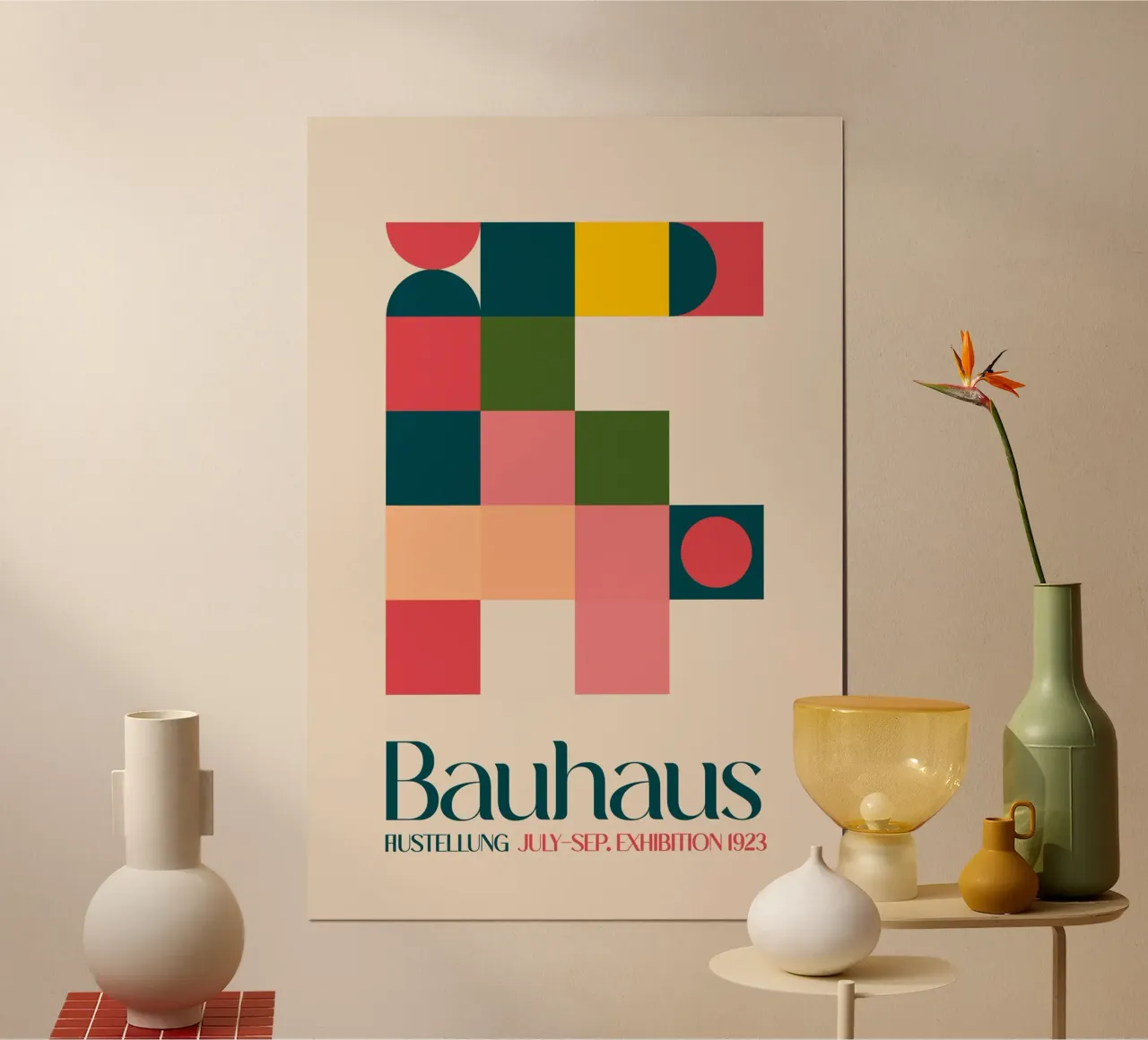 Emel Tunaboylu - Mostra Bauhaus 1923 Geometrico poster con telaio in plastica da The Artcircle