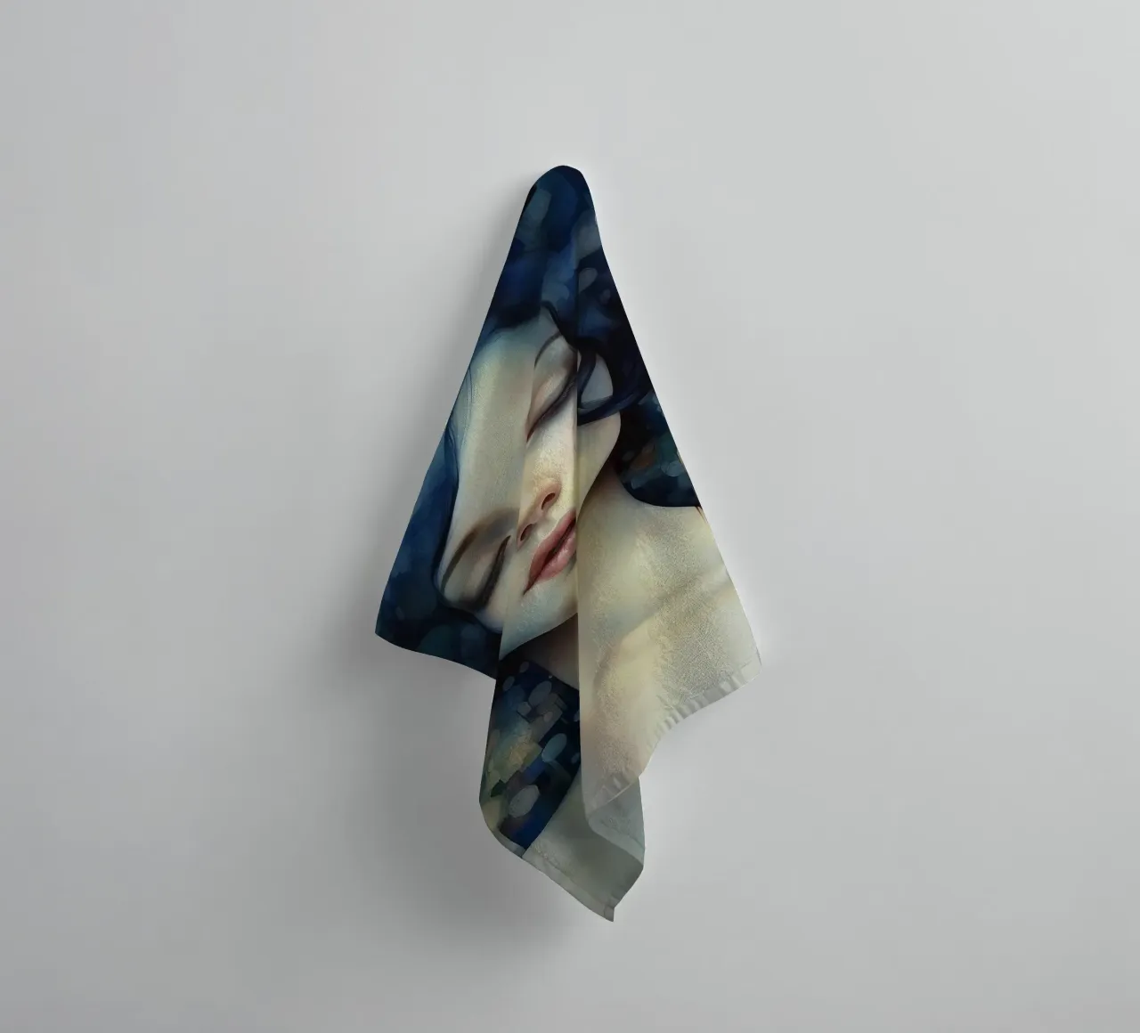 Emel Tunaboylu - Ragazza dai capelli blu con riflessi asciugamano da bagno da The Artcircle