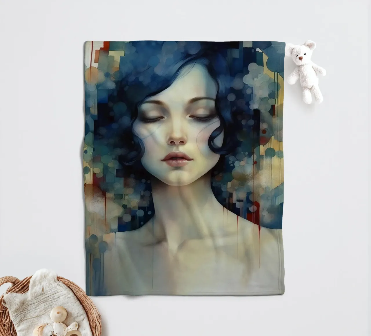Emel Tunaboylu - Ragazza dai capelli blu con riflessi coperta in pile da The Artcircle