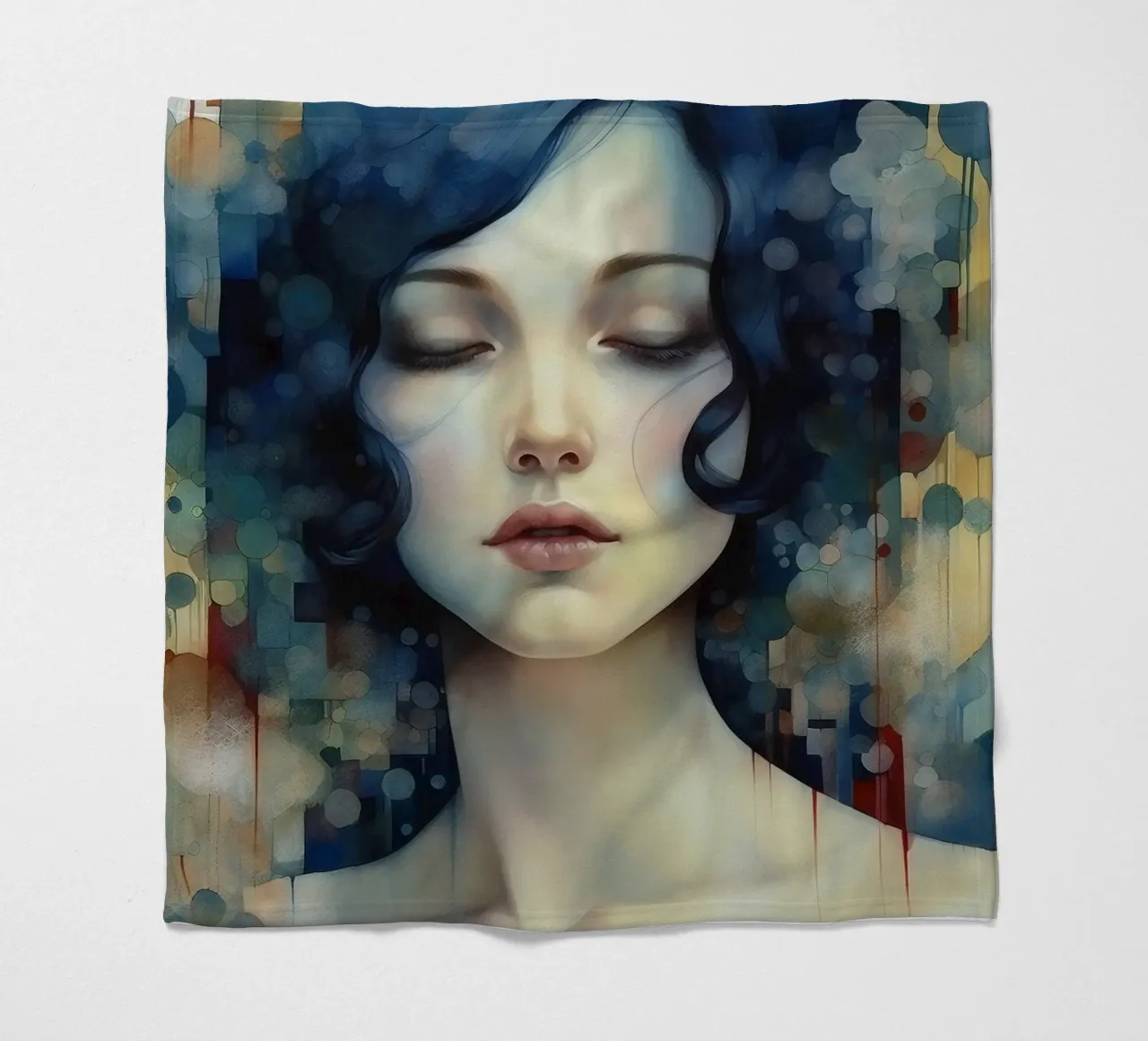 Emel Tunaboylu - Ragazza dai capelli blu con riflessi coperta in pile da The Artcircle
