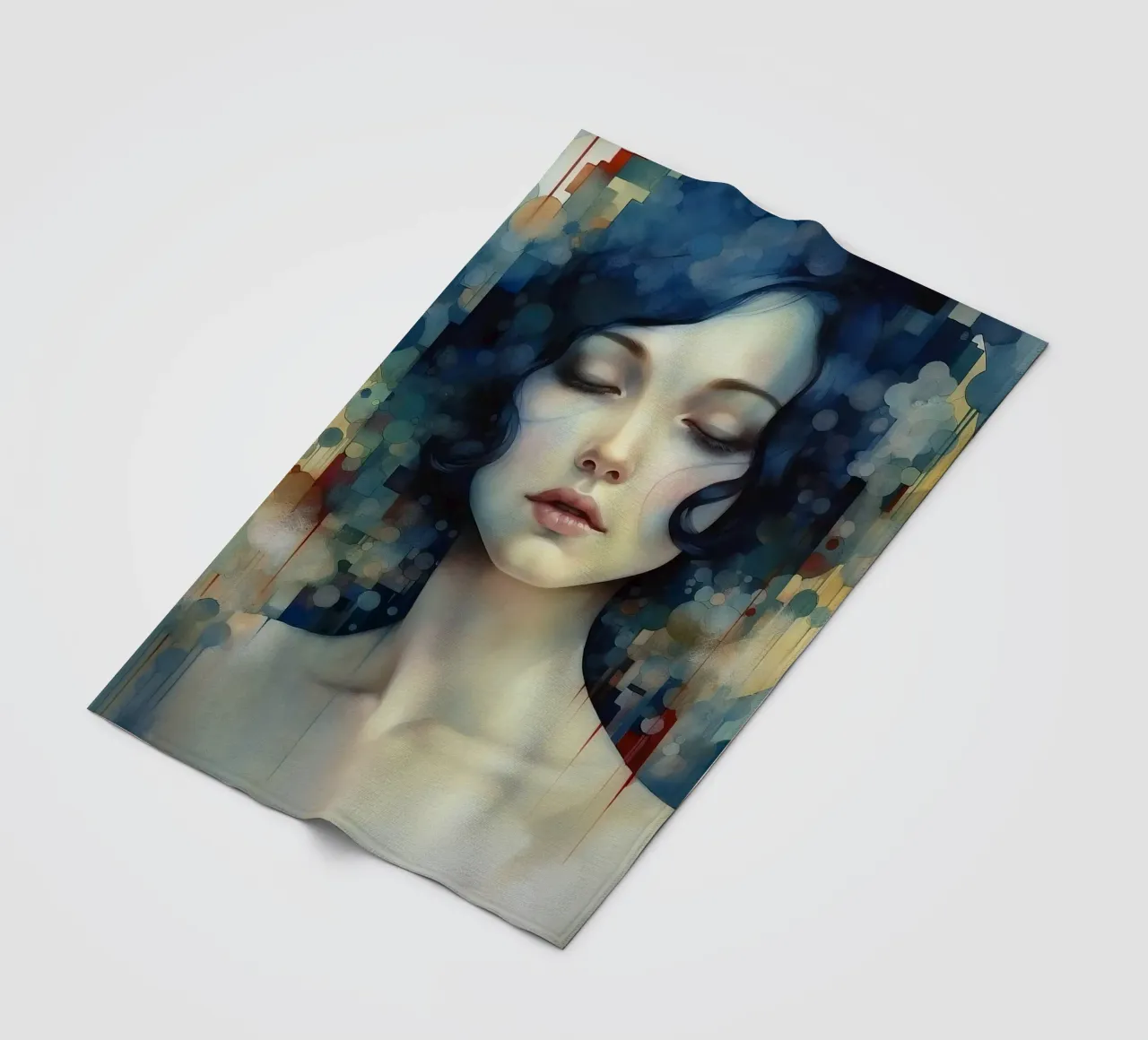Emel Tunaboylu - Ragazza dai capelli blu con riflessi coperta in pile da The Artcircle