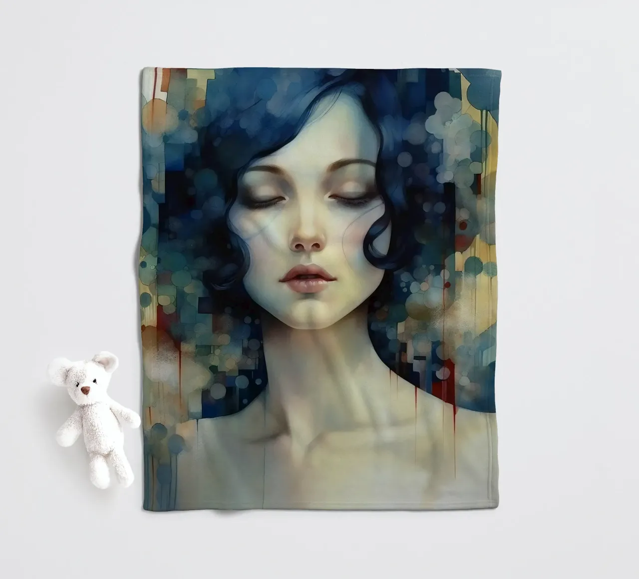 Emel Tunaboylu - Ragazza dai capelli blu con riflessi coperta in pile da The Artcircle