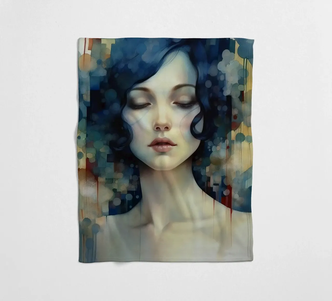 Emel Tunaboylu - Ragazza dai capelli blu con riflessi coperta in pile da The Artcircle