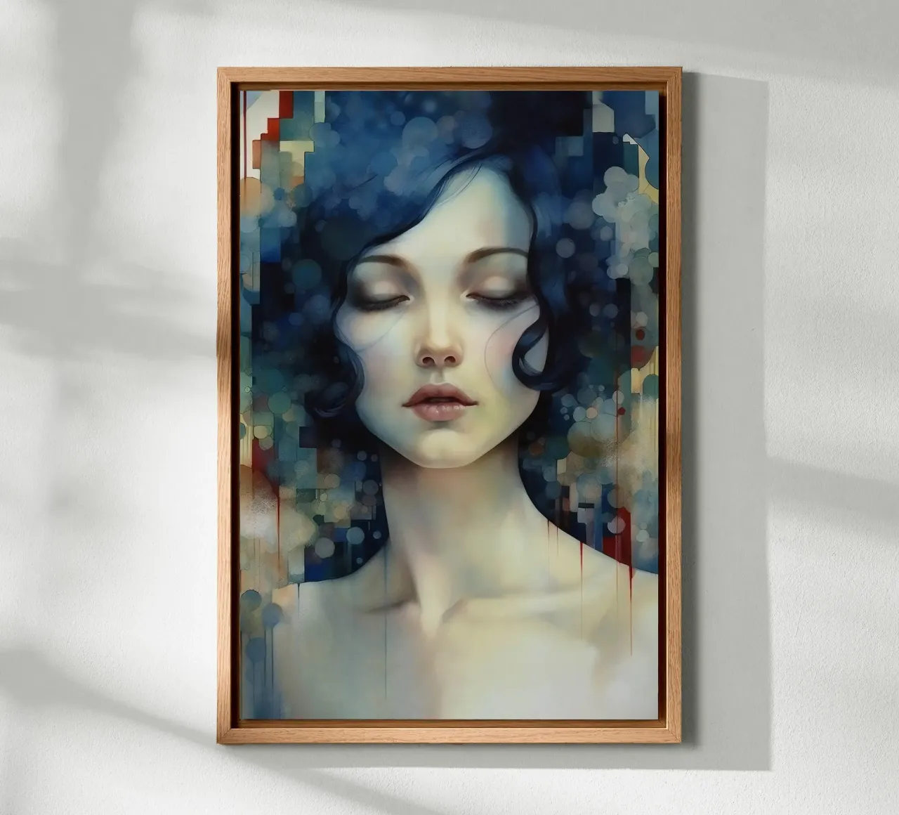 Emel Tunaboylu - Ragazza dai capelli blu con riflessi pannello forex da The Artcircle
