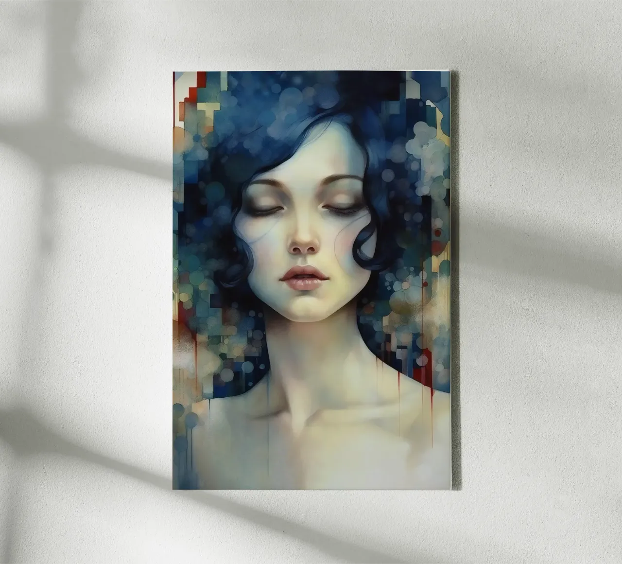 Emel Tunaboylu - Ragazza dai capelli blu con riflessi tela con Cornice a cassetta da The Artcircle