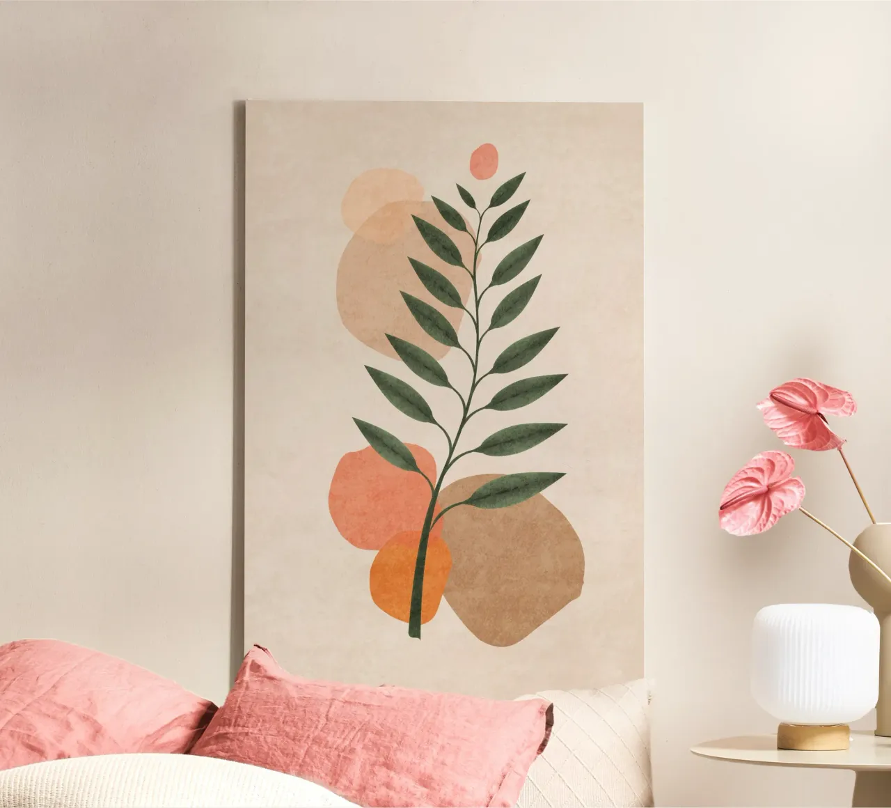 Emel Tunaboylu - Foglie di Boho 01 tela con Cornice a cassetta da The Artcircle