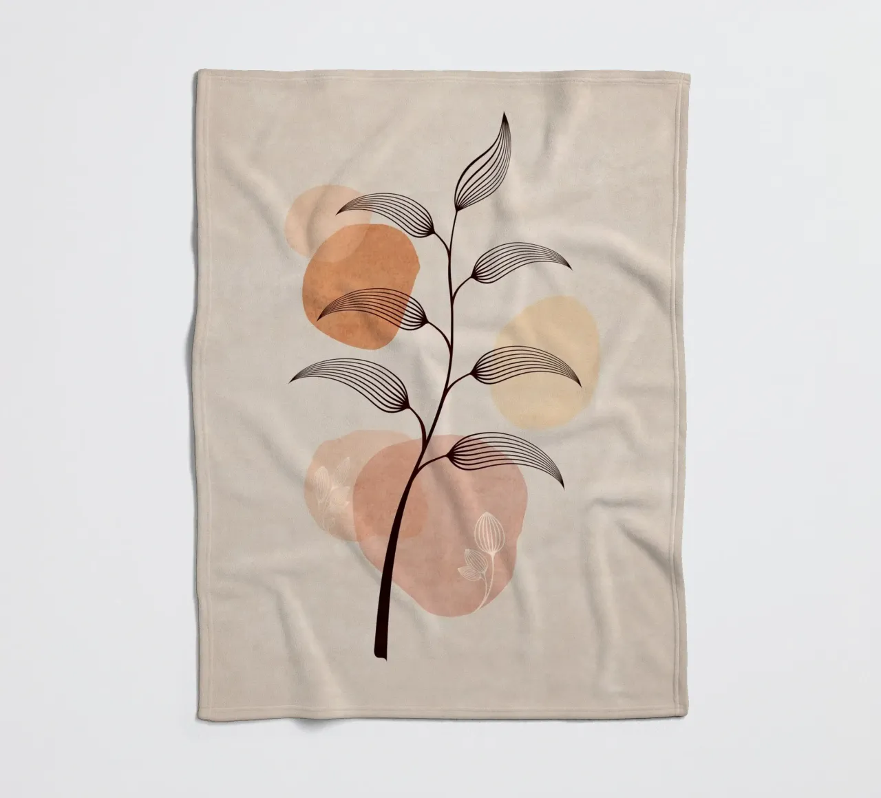 Emel Tunaboylu - Foglie di Boho 02 coperta in pile da The Artcircle