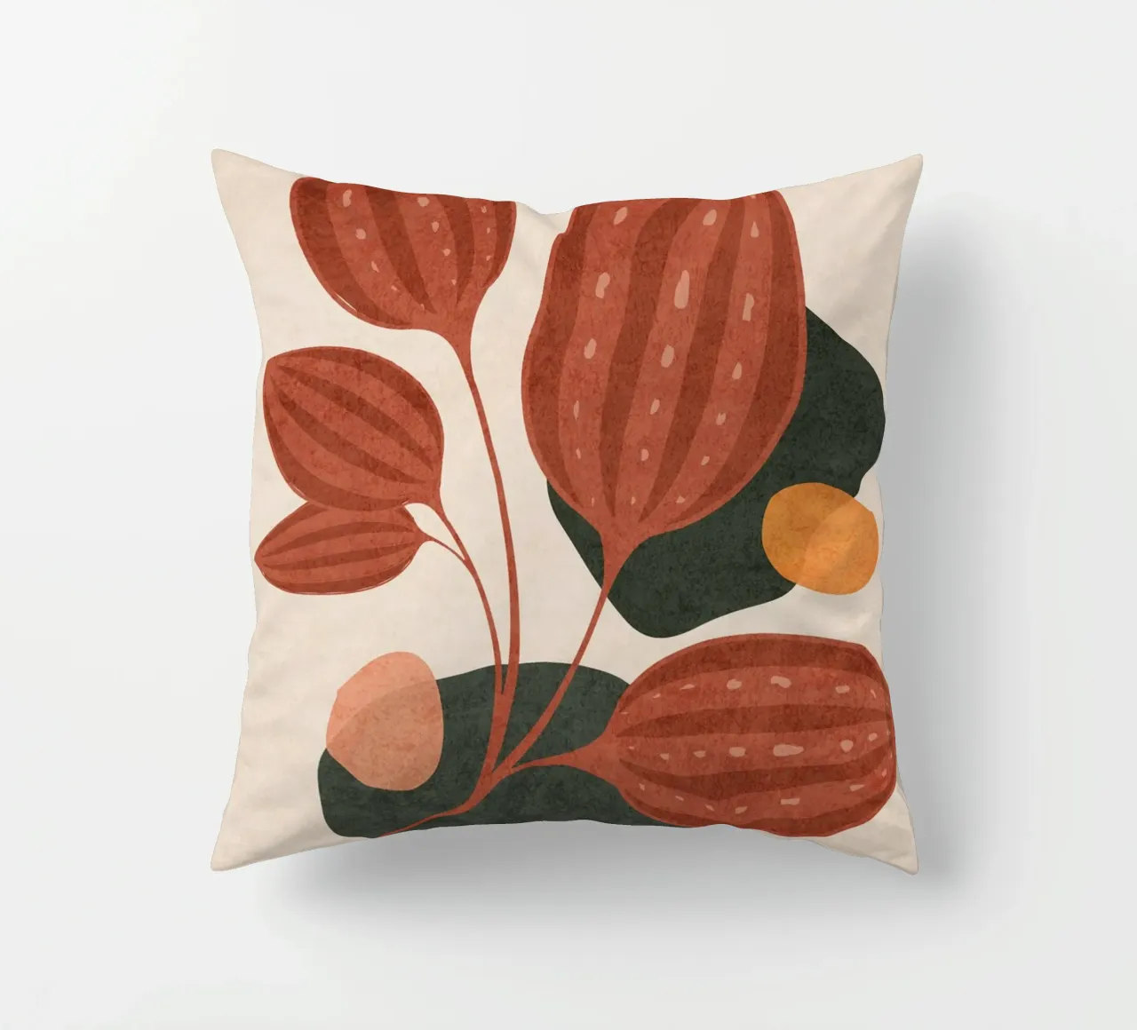 Emel Tunaboylu - Foglie di Boho 04 cuscino da The Artcircle